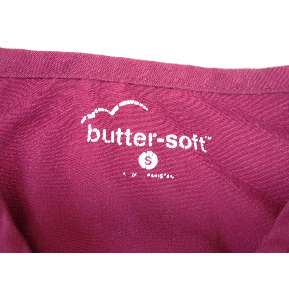 Butter-Soft‎ Womens Scrub Set Burgundy V-Neck Top Elastic Waist Pants Size Small - Picture 14 of 16